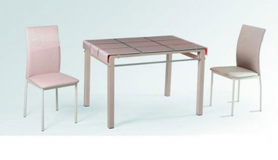 Стол обеденный В-143 крем, стул металлический Y-70